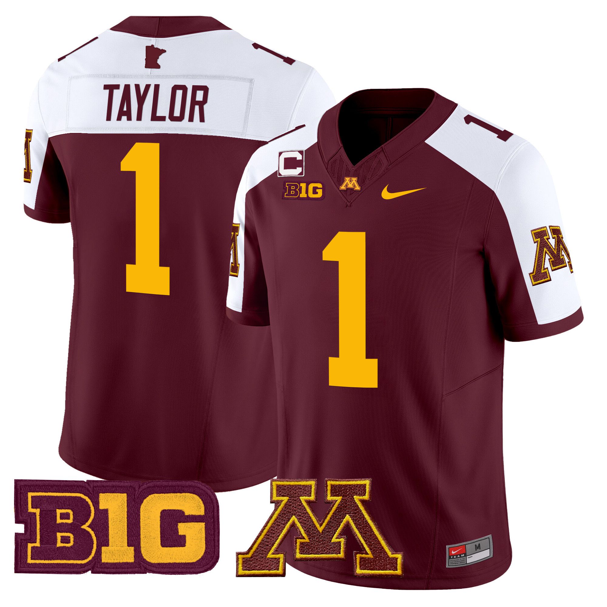 Men Minnesota Golden Gophers 1 Taylor Red Nike 2024 Vapor Limited NCAA Jersey